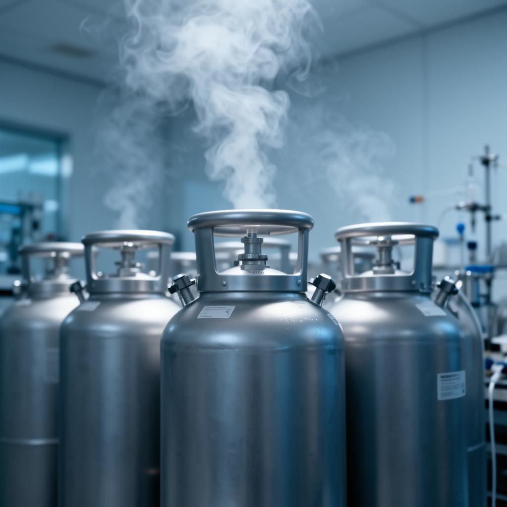 Cryogenic liquid nitrogen storage tanks