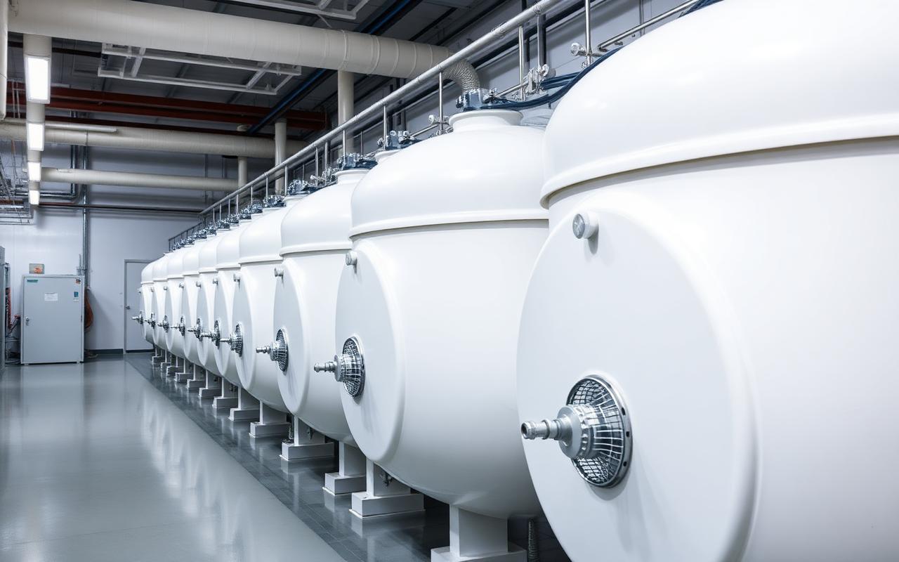 Cryogenic LN2 storage tanks in a fertility clinic